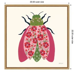 Pink Beetle Framed Canvas Art Print