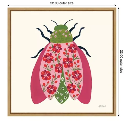 Pink Beetle Framed Canvas Art Print