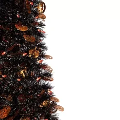 Pre-Lit Black Halloween Pumpkin Tree, 4 ft.