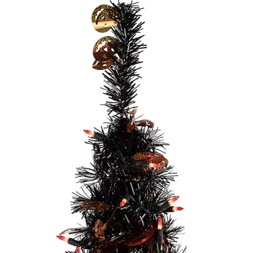 Pre-Lit Black Halloween Pumpkin Tree, 4 ft.