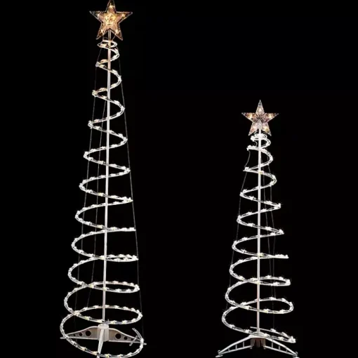 Pre-Lit Clear White Spiral Trees, Set of 2