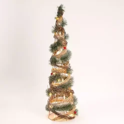 Pre-Lit Frosted Rattan Christmas Tree, 39 in.