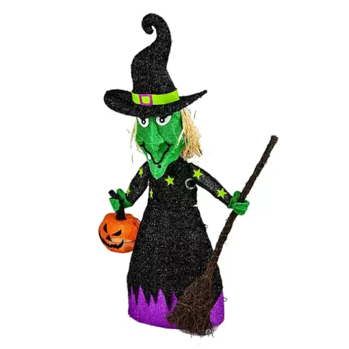 Pre-Lit Outdoor Witch Decoration