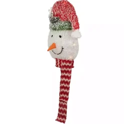 Pre-Lit Snowman with Frosted Hat Tree Topper