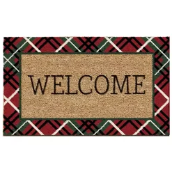 Red & Green Plaid Welcome Doormat
