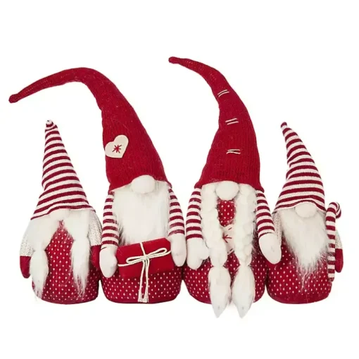 Red and White Plush Gnome Decoration