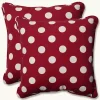 Red and White Polka Dot Outdoor Pillows, Set of 2