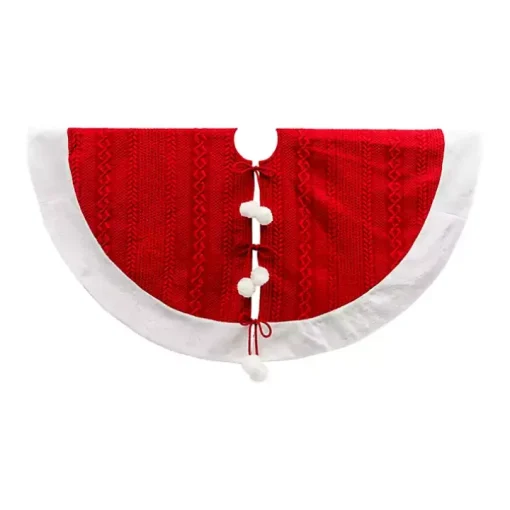 Red and White Pom Pom Tree Skirt