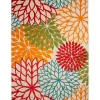 Red Bright Floral Burst Outdoor Area Rug, 7x10