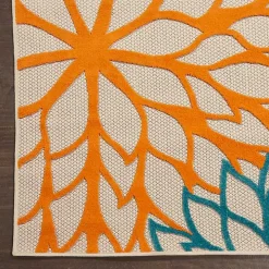 Red Bright Floral Burst Outdoor Area Rug, 7x10