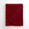 Red Faux Fur and Boucle Checkerboard Throw