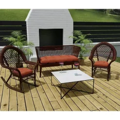 Red French Edge 3-pc. Outdoor Wicker Cushion Set
