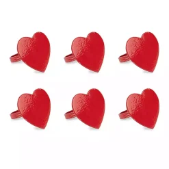 Red Heart Napkin Rings, Set of 6