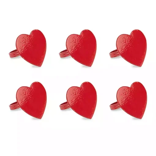 Red Heart Napkin Rings, Set of 6