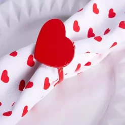 Red Heart Napkin Rings, Set of 6
