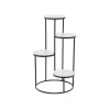 Round Black and White Marble 4-Tier Plant Stand