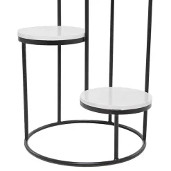 Round Black and White Marble 4-Tier Plant Stand