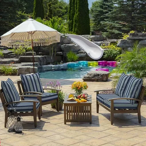 Sapphire Stripe 2-pc. Outdoor Deep Seat Cushion