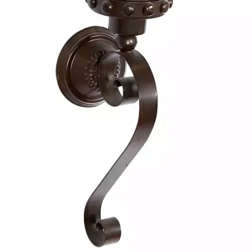 Scrolled Wrought Iron and Glass Hurricane Sconce
