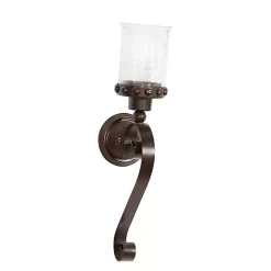 Scrolled Wrought Iron and Glass Hurricane Sconce