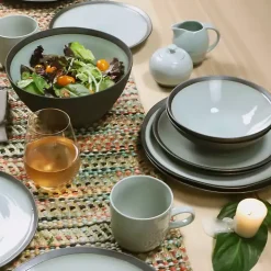 Seafoam and Onyx Serving Bowl