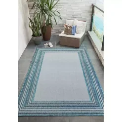 Seaglass Lined Frame Outdoor Area Rug, 6x9