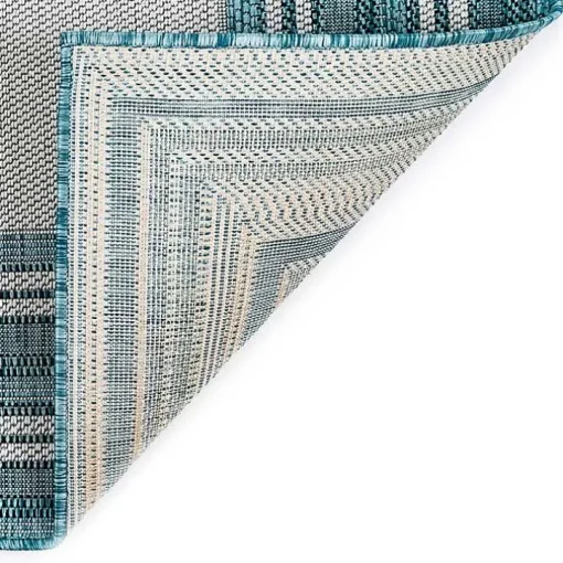 Seaglass Lined Frame Outdoor Area Rug, 6x9