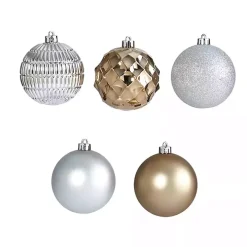Silver and Gold Shatterproof Ornaments, Set of 40