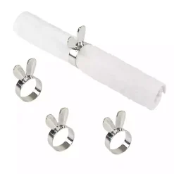 Silver Bunny Ear Napkin Rings, Set of 4