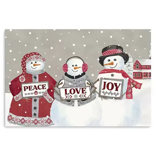 Snowman Peace Love Joy Christmas Wall Art
