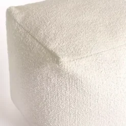 Square Ivory Boucle Pouf