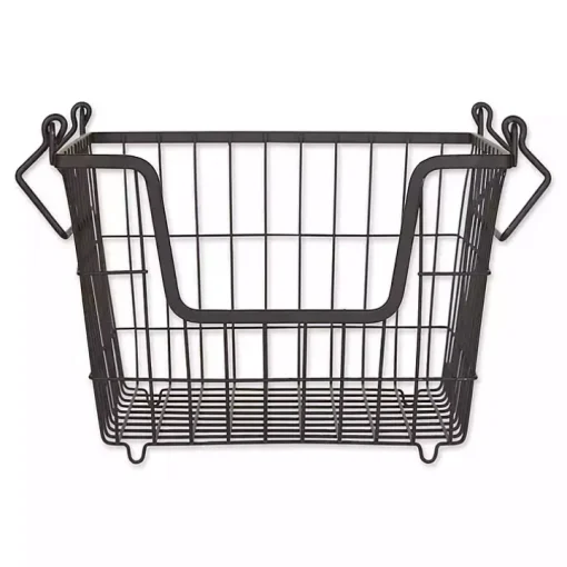 Stackable Black Wire Kitchen Basket, 8 in.