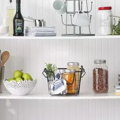 Stackable Black Wire Kitchen Basket, 8 in.