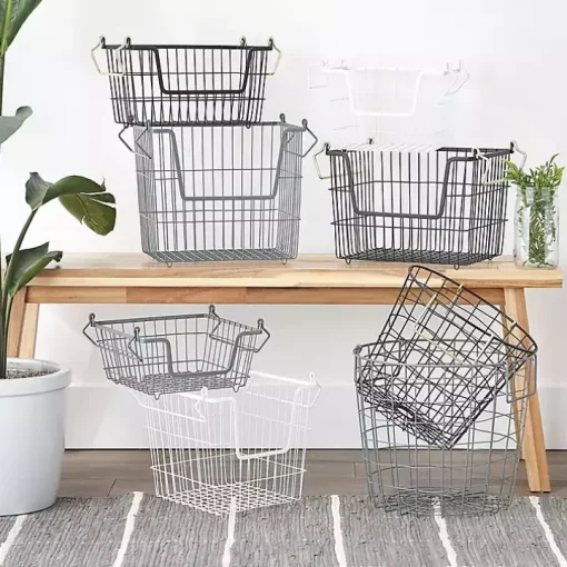 Stackable Black Wire Kitchen Basket, 8 in.