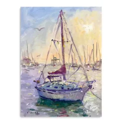 Sunset Boat Canvas Art Print