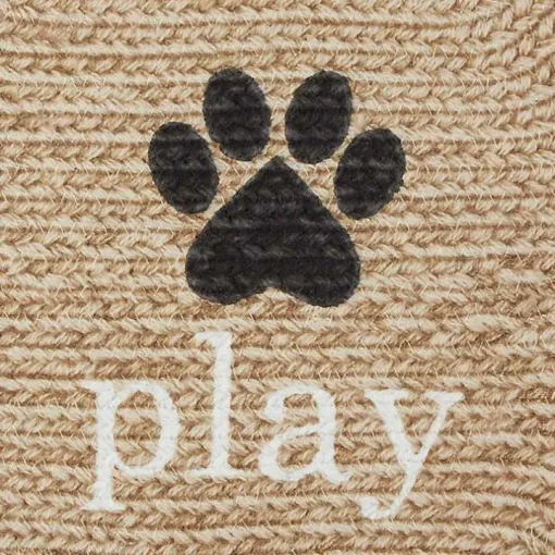 Tan Eat Play Love Bone-Shaped Pet Bowl Mat
