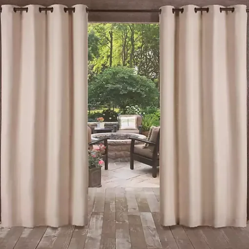 Taupe Delano Outdoor Curtain Panel Set, 120 in.
