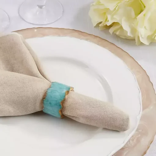 Teal Geode Artistry Napkin Rings, Set of 4
