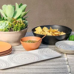Terracotta Melamine Santal Dinner Plates, Set of 6