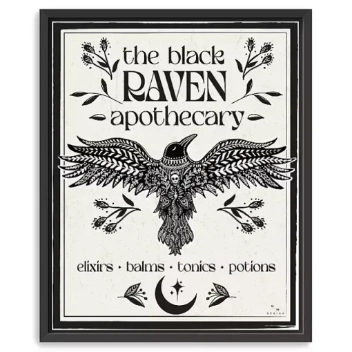 The Black Raven Apothecary Framed Canvas Art Print