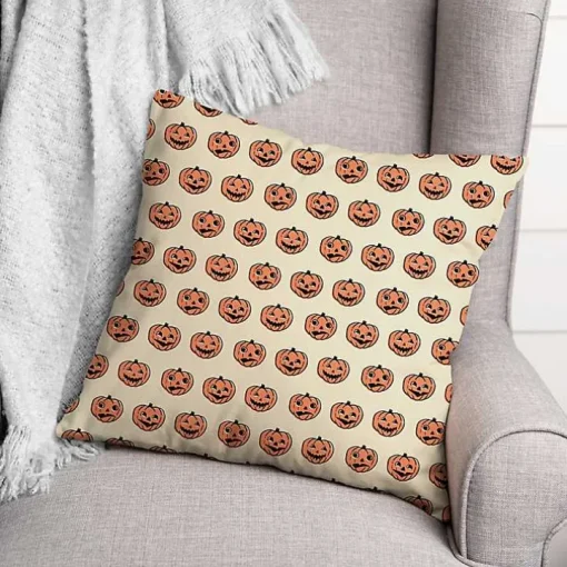 Trick or Treat Pumpkins Pattern Throw Pillow