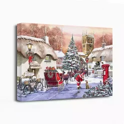 Village and Santa Canvas Art Print