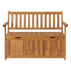 Warm Acacia Wood Slatted Outdoor Storage Bench