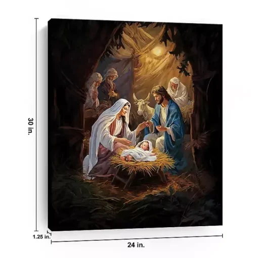 Warm Nativity Scene Canvas Art Print, 24x30 in.