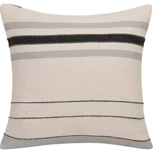 White and Gray Striped Pillow