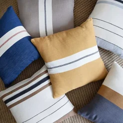 White and Gray Striped Pillow