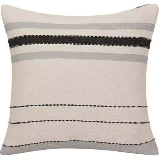 White and Gray Striped Pillow