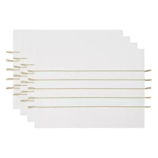 White and Stone Striped Placemats, Set of 4