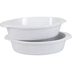 White Ceramic Au Gratin Dishes, Set of 2