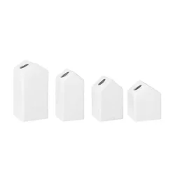 White Ceramic House Shaped Vases, Set of 4